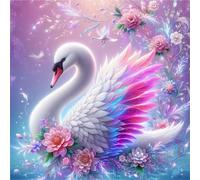 Flower Swan Diamond Art Kits for Adults,5D Beautiful Diamond Painting Kits for Beginner DIY Round Full Drill Rhinestones Embroidery Cross Stitch Diamond Dots Craft for Home Wall Decor Gifts 80x80cm