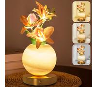 Flower Table Lamp, 3 Colors Orchid Night Light, Cordless Touch Dimming Artificial Flower with Vase Lamp, LED Desktop Decorative Landscape Lights for Festival Party Home Decor (Champagne Orchid)