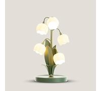 Flower Table Lamp,Floral Glass Lamp Shades,Lily of The Valley Lamp for Living Room Decor Classic Cottage Bedside Desk Lamp for Bedroom Living Room Office