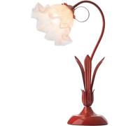 Flower Table Lamp Green Small Table Lamp Floral Bionic with Glass Lamp Shades Lily of The Valley Lamp for Living Room Bedroom(5w) (Red)