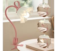 Flower Table Lamp,LED Reading Light 360° Flexible Gooseneck Clip on Light,Vintage Bedside Night Light,3 Colour Modes Book Lights Decor for Bed Office Bedroom Headboard Lighting Desk lamp Home Decor