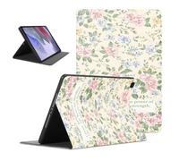 Flower Tablet Case for Samsung Galaxy Tab S8/S7 Plus 2022/2020 S7 FE 12.4" | Bible Verse Flower Floral Leaf Blue Pink Aesthetic Pattern Adjustable Flip PU Leather Stand Protective Cover for Women Girls