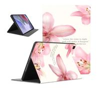 Flower Tablet Case for Samsung Galaxy Tab S8/S7 Plus 2022/2020 S7 FE 12.4" | Jesus Flower Floral Faith Bible Pink Design Adjustable Flip PU Leather Stand Funda Protective Tablet Cover for Women Girls