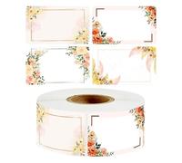 Flower Tag Stickers - Baking Adhesive Labels, Craft Jar Decor | Personalized Writable Name Label Sheets Pack, Blank Paper Sticker Set with Decorative Design for Canning Jelly Contain