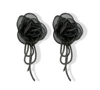 Flower Tassel Chain Drop Earrings for Women Vintage Rose Floral Statement Dangle Earrings Crystal Beaded Petal Flower Earring Wedding Birthday Gifts, Long, Acrylic, crystal