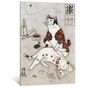 Flower Tattoo Cat Portrait Poster Decorative Painting Canvas Wall Art Living Room Posters Bedroom Painting 12x18inch(30x45cm)
