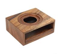Flower Tea - Walnut Wood Candle Heater with Stainless Steel for Ring Even Heat Distribution Decorative Flame Display Light Style Wooden Tea for Warmer (15 x 13 x 6 cm)