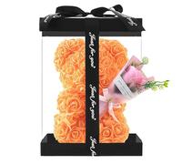 Flower teddys bear,Christmas Flower Gift For Her,transparent Empty Present Box For Artificial teddys bear Flower, Flower Bear Red In plasticss Box, Petals teddys bear Presents