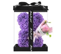 Flower teddys bear,Christmas Flower gift For Her,transparent Empty Present Box For Artificial teddys bear Flower, Flower Bear Red In plasticss Box, Petals teddys bear Presents
