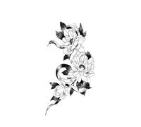 Flower Temporary Tattoos Sticker Arm Sleeve Rose Moon Butterfly Body Decorate Realistic Fake 3D Women Totem(04)