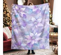 Flower Throw Blanket, Winter Elegant Leaf Berry Winter Violet Plush Blanket Lightweight Compact Aesthetic for Couch Sofa Bed Lap Desk Dorm Work 40x50 Inch