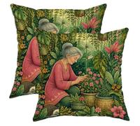 Flower Throw Pillow Covers Set of 2, Nature Fanciful Dragonfly Leaf Spring Green with Hidden Zipper Pattern Pillow Covers for Home Bedroom Living Room Sofa Couch Decor 18x18 Inch