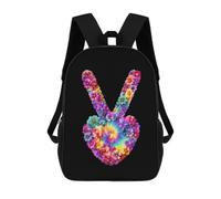Flower Tie-dye Peace Symbol Classic 17Inch Backpack Travel Daypack Laptop with Side Pockets for Men Women