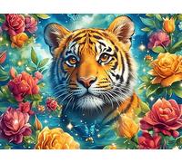 Flower Tiger 1000 Piece Count Premium Jigsaw Puzzle Magical Cosmic Creatures For Adults Teens 14+ Concentration Training Indoor Game Family Game Night Creativity Gift Giving 1000 PCS/75x50cm