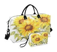 Flower Travel Duffle Bag Gym Bag, Sunflower Flower Weekender Bags for Women with Toiletry Bag Travel Tote Bag Swim Bag