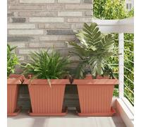 Flower Tray Brick Red 36x36x2.5cm Plastic Square 24-Pack Indoor Outdoor Durable