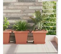 Flower Tray Brick Red Plastic 21x21x2cm Square Rolled Rim 24pcs Light Set Indoor