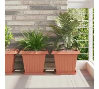 Flower Tray Square Brick Red Plastic 25.5x25.5x2.5cm Lightweight Rolled Rim 24pc