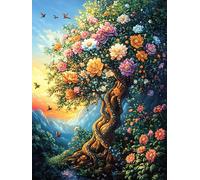 Flower Tree of Life 500 Pieces Classic Jigsaw Puzzle Natural Scenery Animals Puzzle for Adults Concentration Training Wall Art Mental Exercise Halloween Premium Cardboard 500 PCS