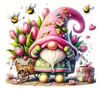 Flower Tulip Gnome Bee PVC Vinyl Car Decals Stickers Waterproof Self-Adhesive Decals for Cars, Laptops, Trucks, Motorcycles Wall Window Luggage Scratch Cover Door Decor Sticker