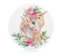 Flower Unicorn Glass Cutting Board Scratch Resistant Round Chopping Board for Kitchen 20 cm