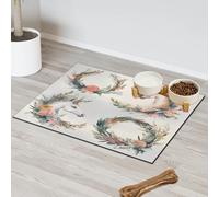 Flower Unicorn Horse Pet Feeding Mat for Cat Dog Water Bowl Food Mats Pet Feeding Mats Absorbent Nti-Slip Contain Spills Protects Floors Placemat 40.6 x 60.9 cm
