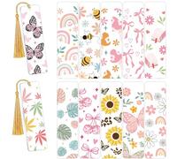 Flower UV DTF Bookmark Wraps - 24 Sheets Butterfly UV DTF Decals for Acrylic Bookmarks Bee Rub on Transfer Stickers DIY Blank Bookmarks for Book Lovers Gifts