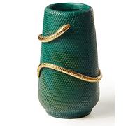 Flower Vase 8 Inch Green and Gold Snake vases for Decor, Modern Unique Vase for Bookshelf, Dinner Table, Living Room, Mantel,Boho Decor (Upgraded)