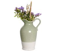 Flower Vase Ceramic Pitcher Jug Decorative Two Tone Green & White Floral Display Vase Decor Gift