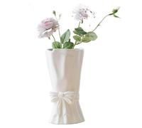Flower Vase Ceramic Vase, Minimalist Modern Elegant White with Bow Decoration, Scratch-Resistant Decorative Vessel for Both Dried Flowers and Hydroponics