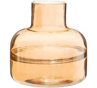 Flower Vase for Bedroom and Living Room - Decorative Vase for Home Decor, Glass, 23.5 x 24 cm, Amber
