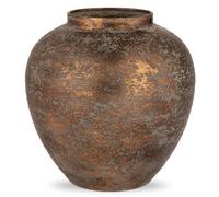 Flower Vase for Home Decor, 11.4" Large Decorative Metal Vase for Pampas Grass, Modern Rustic Textured Iron Vase Centerpiece for Modern Farmhouse Table Living Room Entryway, Antique Bronze