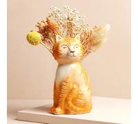 Flower Vase, Funny Cat Vase, Decorative Orange Vase, Novelty Cat Vase, Cat Lovers Gift, Animal Vase, Head Vase, Face Pot, Retro Vase, Tall Ceramic Cat Ornament, Cat Figurine, Ginger Cat Decoration