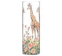 Flower Vase Giraffes Rose Hand-painted Watercolor Style White Back Unbreakable Decorative Modern Vase Plastic Vase for Office Home Meeting