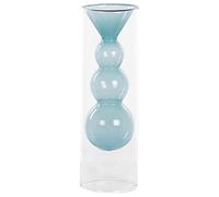 Beliani Flower Vase Kalochi 27 Cm Glass Turquoise