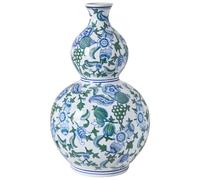 Flower Vase MOSTOLES Porcelain 45 cm White/ Blue