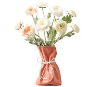 Flower Vase Paper Bag Vase, Ceramic Flower Vase Unique Grab Crinkle Design, Decorative Vases For Modern Home Decor Wedding Floral Container Bottle(Orange)