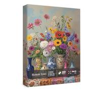 Flower Vase Puzzle for Adults 1000 Pieces, Vintage Plant Floral Jigsaw Puzzle, Colorful Garden Pretty Spring Sunflower Wildflower Hydrangea Daisy Puzzle
