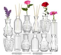 Flower Vase Set of 12 Glass Bud Vases for Flowers Mini Glass Bottles Decorations for Living Room Office Desk Decor for Wedding Planning,Family Party,Thanksgiving,Anniversaries