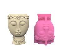 Flower Vase Silicone Mold Crafting Tool Face Shaped Vase Molds Concrete Silicone Mold for Flowerpot Flowerpot