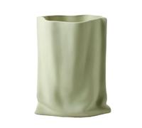 Flower Vases Bag Shaped Vase in Morandi Tones Minimalist Ceramic Pleated Flower Vessel Decor Ornament(Green)