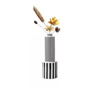 Flower Vases Black White Stripe Vase Ceramic Flower Vases Modern For Table Decoration Home Room Living Room Accessories(Black White L)
