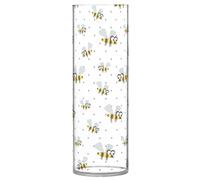 Flower Vases Cute Bees Pattern on Polka Dots Background Plastic Vases for Living Room Aesthetic Farmhouse Vases Indoor Bedroom Dining Room Decor