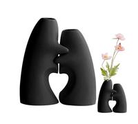 Flower Vases for Table Decoration, Ceramic Hug Flower Vase, Decorative, Pack of 2 Flower Vases for Living Room, Dining Table Decoration, Wedding, Country House Style, Housewarming Gift