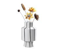 Flower Vases Vase White With Black Stripes Modern Deco Vases Ceramic Table Decoration Round Flower Living Room Accessories(White)