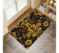 Flower Vines Door Mats Indoor, Machine Washable Soft Doormats, Dirt Trapper Door Mat, Super Absorbent Entrance Rug, Retro Style Non-Slip Floor Mats For Inside (60 X 90 Cm, Turmeric)