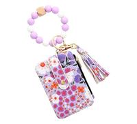Flower Wallet Door - 8.5x12cm Aesthetic Card Owner, Faux Silicone Leather, Small Moderate Keychain, Lightweight Coin Cash Organizer for Girls Women | Travel, Lavender, riferimento alla