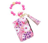 Flower Wallet Purse - Aesthetic Card Holder Wallet | Folded Edge Lovely Faux Leather Small Credit Card Silicone Bracelet Wallets for ID Bag, Hot Pink, Refer to description, Unisex