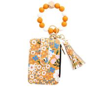 Flower Wallet Purse - Keychain Wristlet Compact Card Holder Faux Leather Silicone Bracelet Mini Zip Coin Wallet | Lightweight Portable Accessory for ID Credit Card Cash Keys Daily Carry Travel