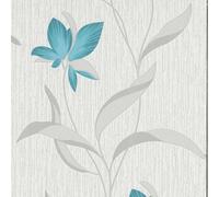 Erismann Fleur Flower Design Textured Blown Vinyl Wallpaper Teal 9730-18